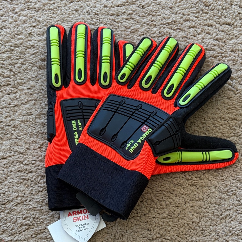 Omega One X10 Armor Skin tough synthetic leather driller glove size L